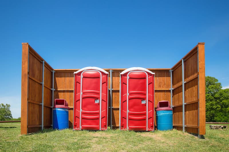 Short-term porta potty units staged for delivery in Great Falls, Montana